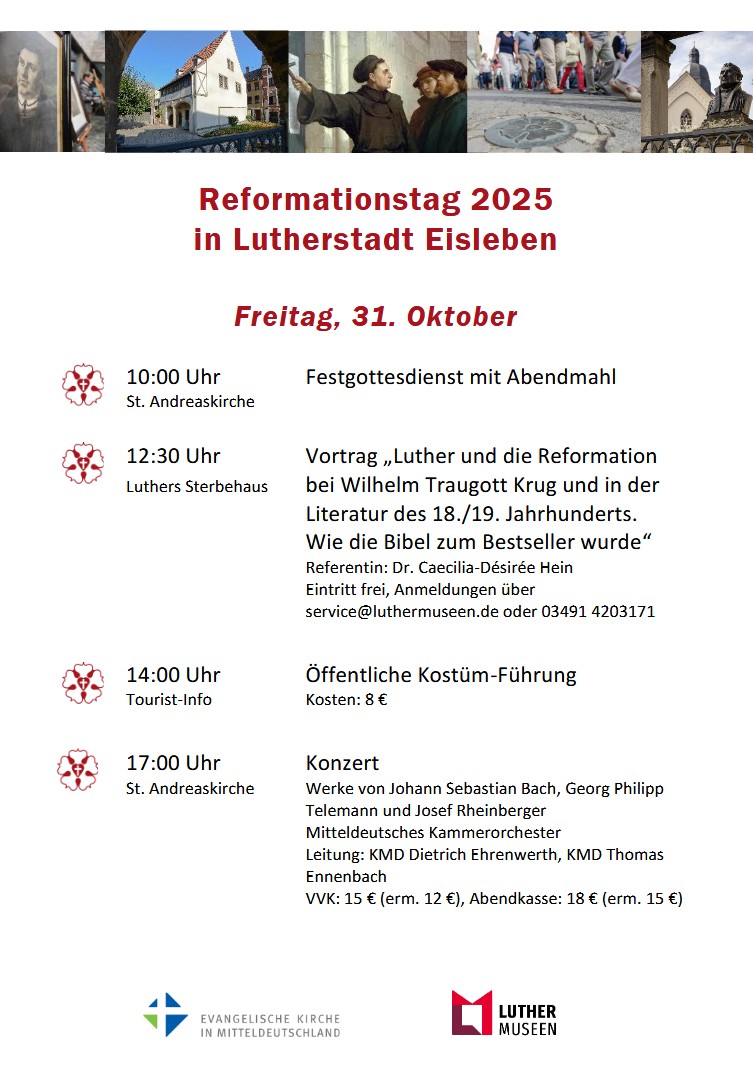 Plakat im Informationen zu den Veranstaltungen am 31. Oktober 2025 in Lutherstadt Eisleben