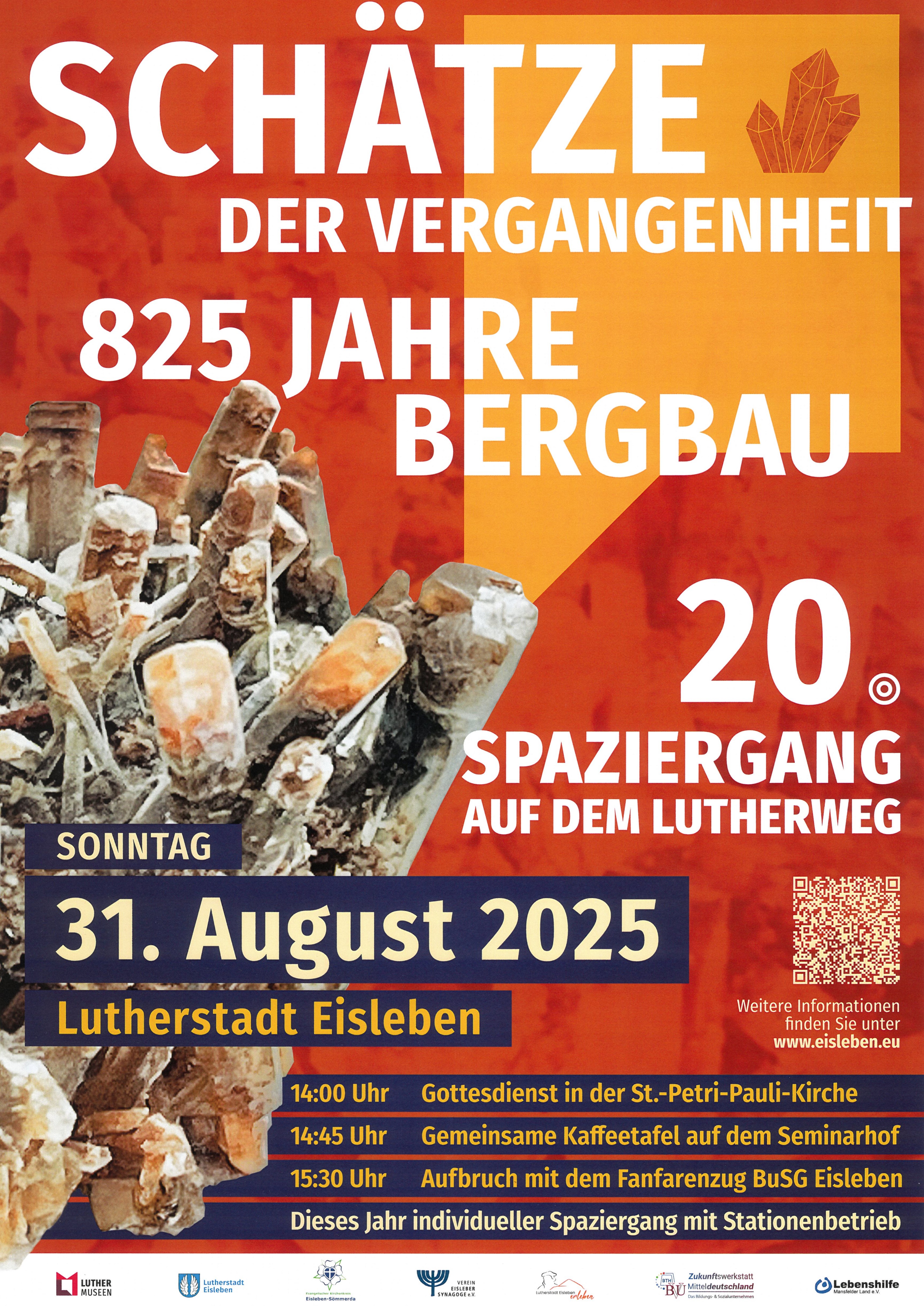 Plakat mit Informationen zum Spaziergang auf dem Lutherweg in Eisleben am 31. August 2025